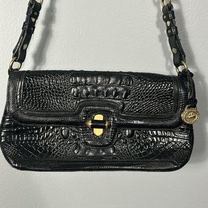 Brahmin Black Melbourne handbag Croc Leather with twist lock Vintage